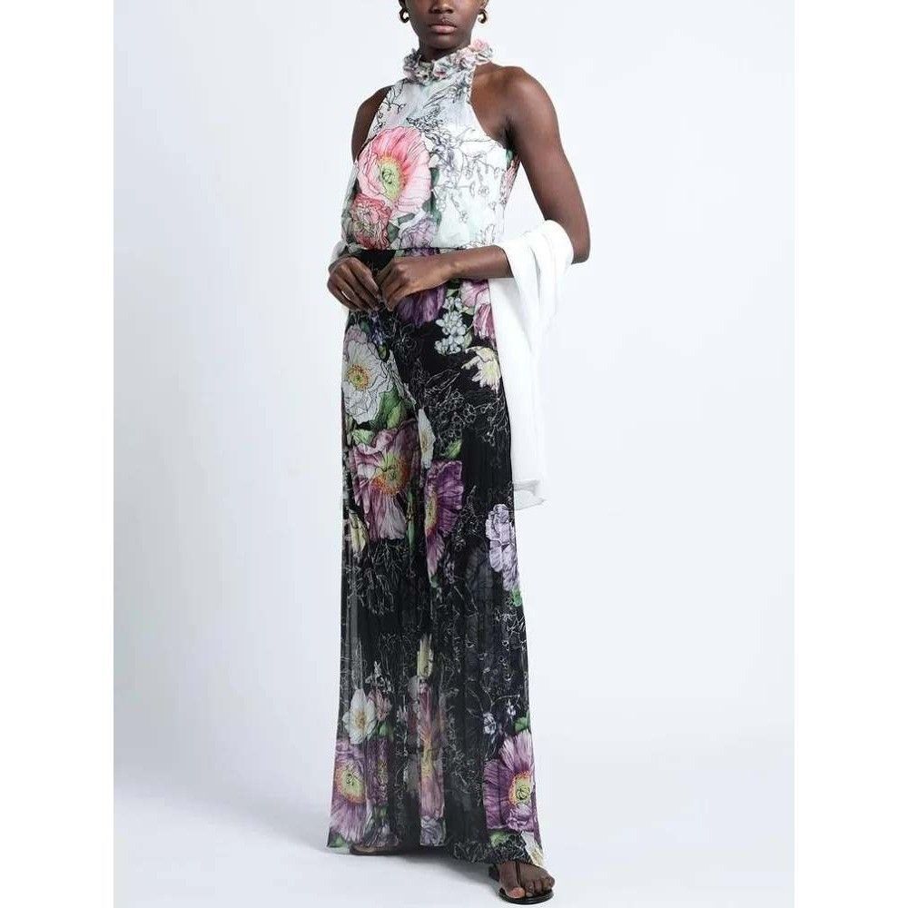 Carla Ruiz Floral Jumpsuit Womens Tuta Donna 10 Multicolor Floral Halter $690